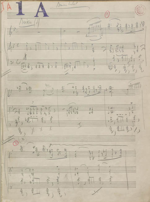 Erich Wolfgang Korngold, „The Adventures of Robin Hood“ (1938), Short Score (Autograph), Nr. 1, Reel 1A: Main Title, Beginn 