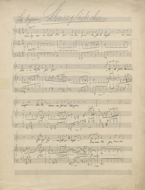 Erich Wolfgang Korngold, „Schneeglöckchen“ op. 9 Nr. 1 (1911), Autograph 