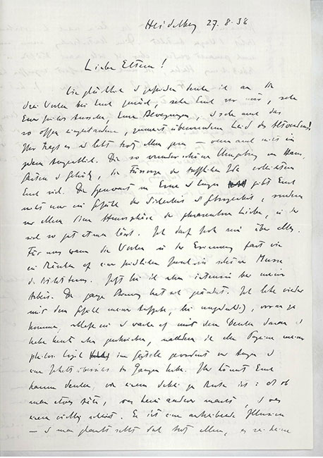 Brief Karl Jaspers an die Eltern (Auszug), 27. August 1938